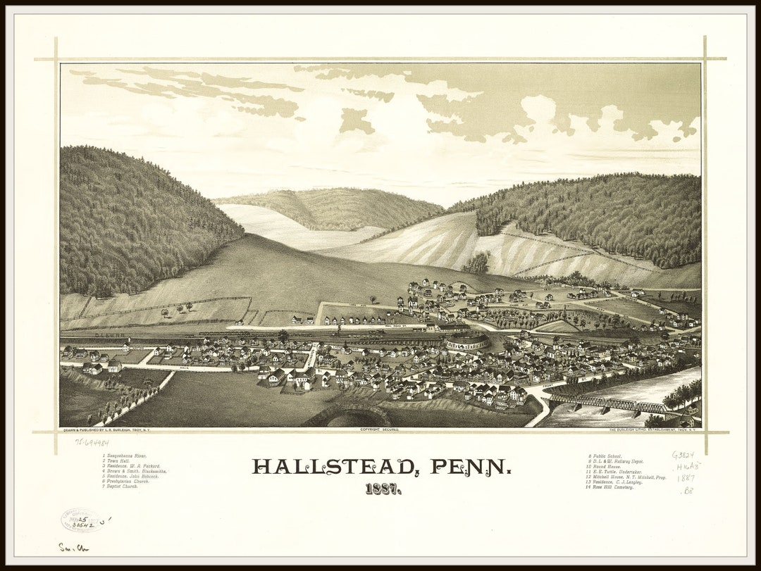 Frackville PA Panoramic Map Dated 1886. This Print is a Etsy