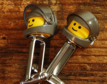 Mens Wedding Cufflinks - Grey Racing Helmet Cuff Link Set - Lego Cufflinks For Weddings, Parties and Proms