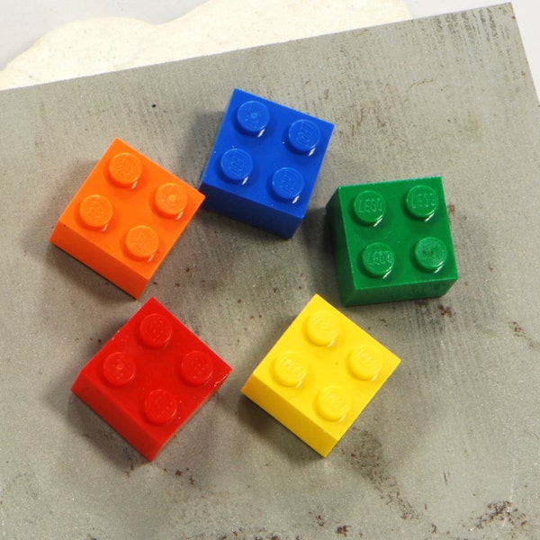 Kids Lego Fridge Magnets - Five Brightly Colored Refrigerator Magnets - Rainbow Fridge Magnet For The Kitchen