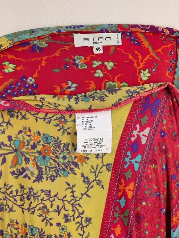 knee length dresses for ladies Etro // Green & Multicolour Mixed Printed Midi Dress  VSP Consignment