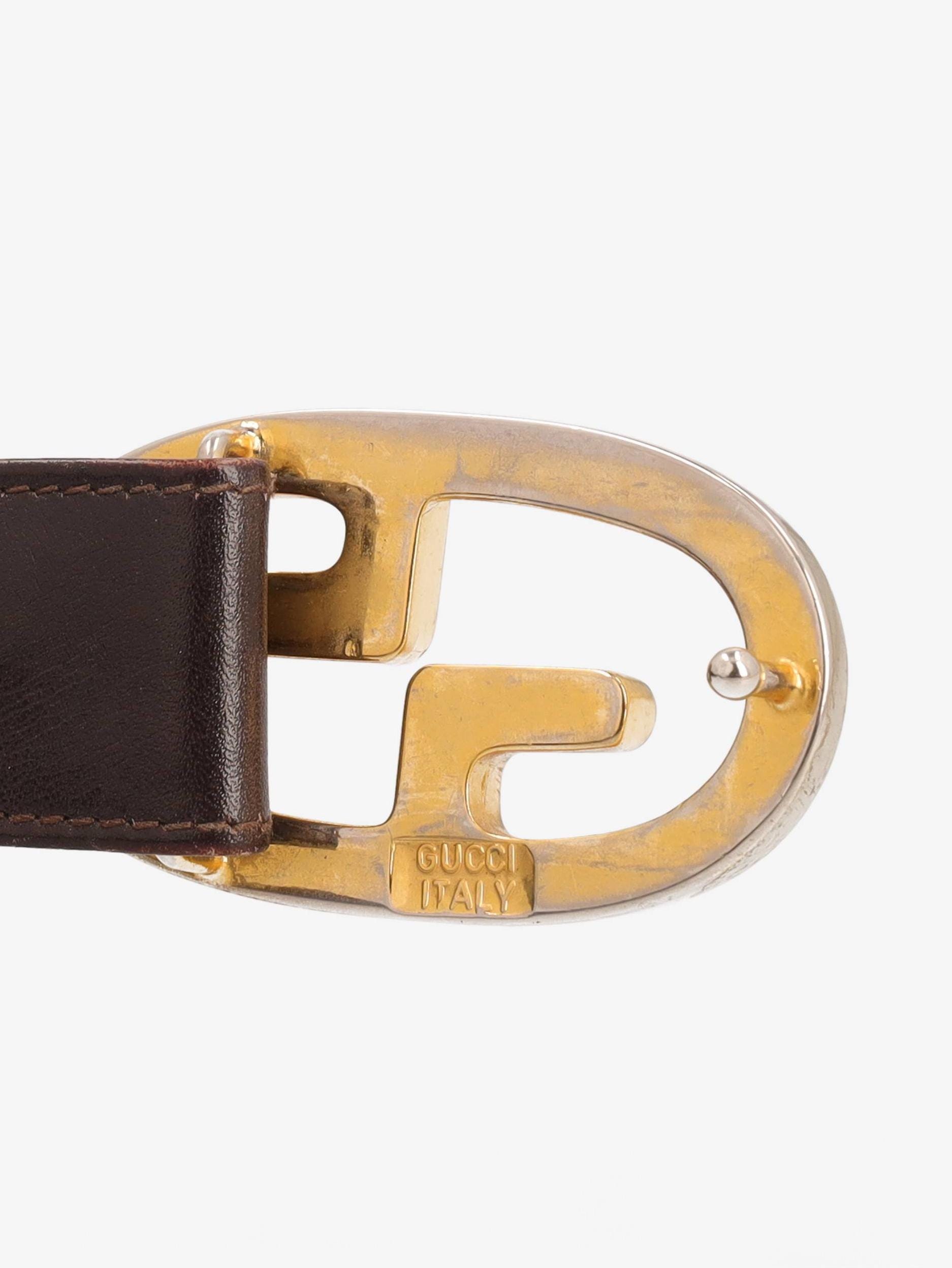 Vintage Gucci Interlocking G Two-Tone Belt Buckle – Made in Italy Genuine Vintage GUCCI Reversible Red Green Stripes Brown  main image 4