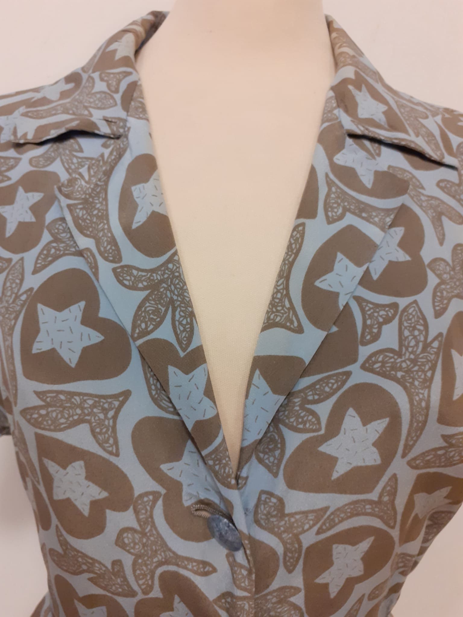 Vintage 1980s Pastel Blue and Brown Abstract Stars Print Silk - Etsy