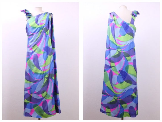 Vintage 1960s 1970s psychedelic geometric print si