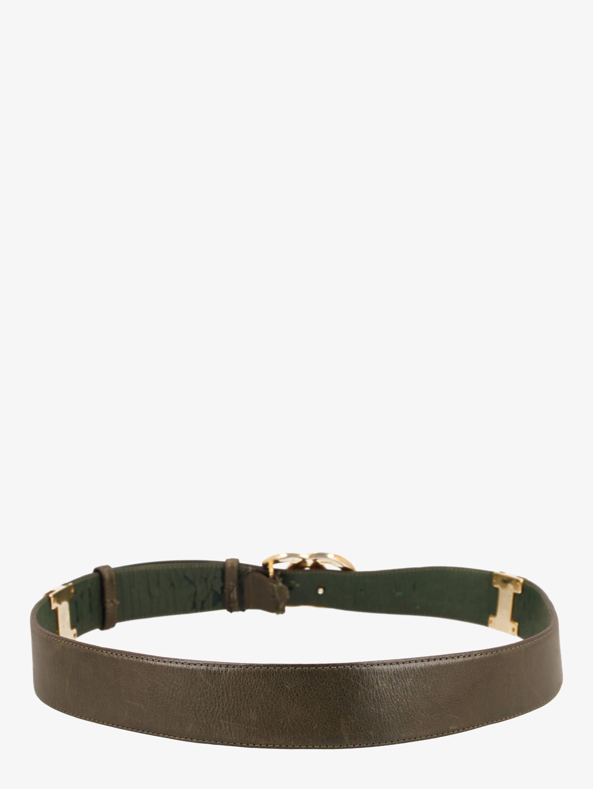 Gucci Vintage Belt, Green with wood buckle 1970s/1980s Gucci Horse Head Horseshoe Buckle Green  main image 2