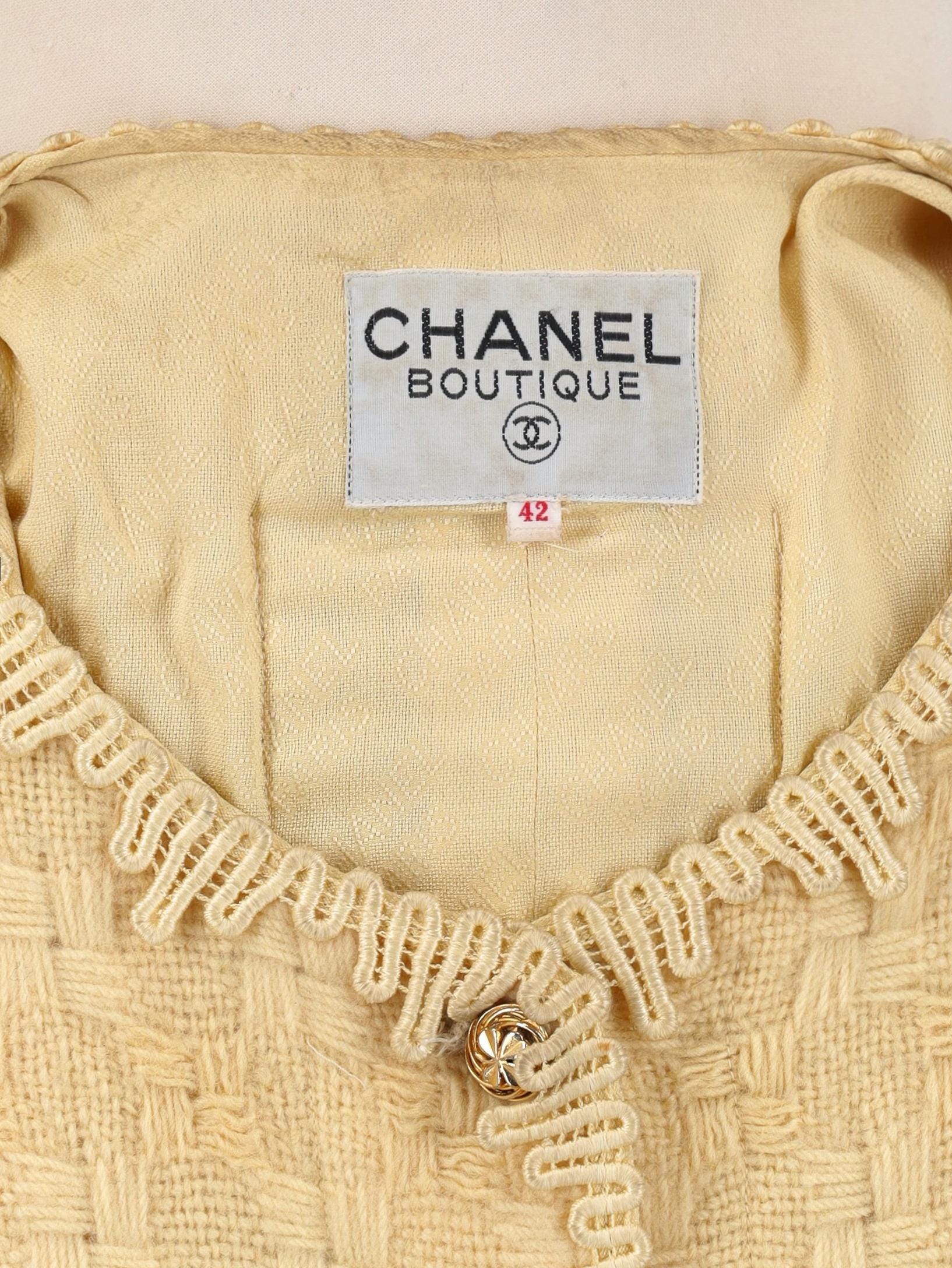 Chanel Boutique Yellow Wool Suit - Etsy