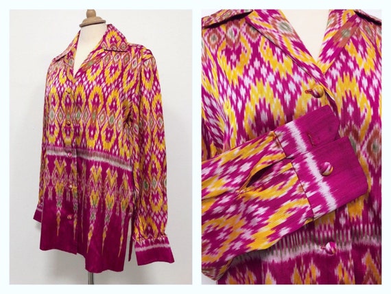 Vintage 1970s abstract psychedelic print silk tuni
