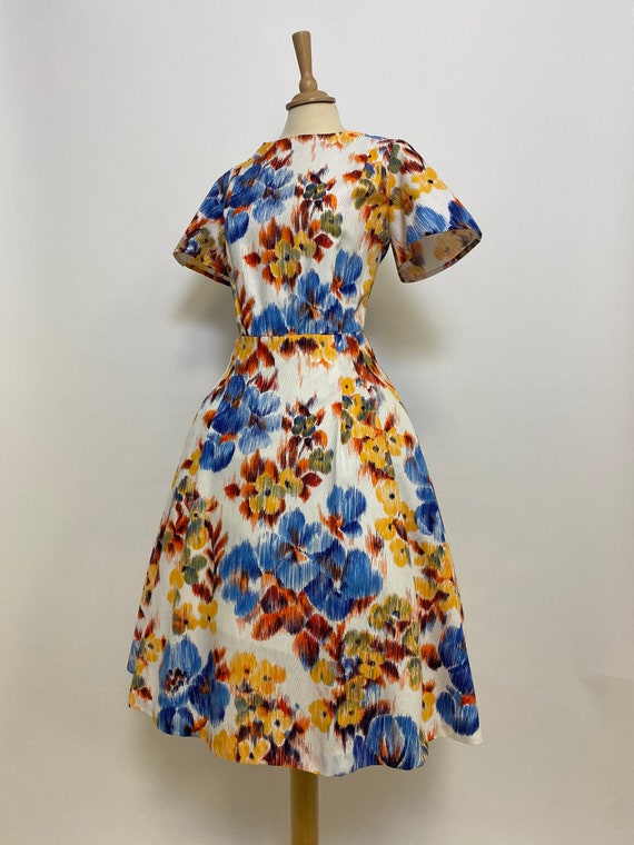 50s Lace Panel Floral Print Circle Dress