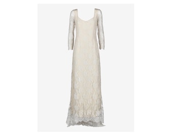 Ivory Lace Wedding Dress with Open Back and Train