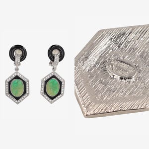 Kenneth Jay Lane Jade And Rhinestones Earrings