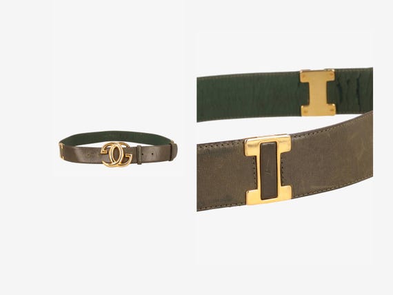 Gucci Vintage Belt, Green with wood buckle Gucci Vintage Buckle Green Belt - Etsy main image 2
