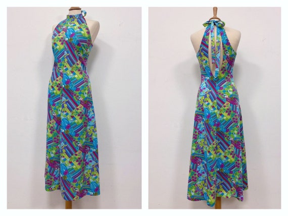 Vintage 1970s floral geometric psychedelic print j