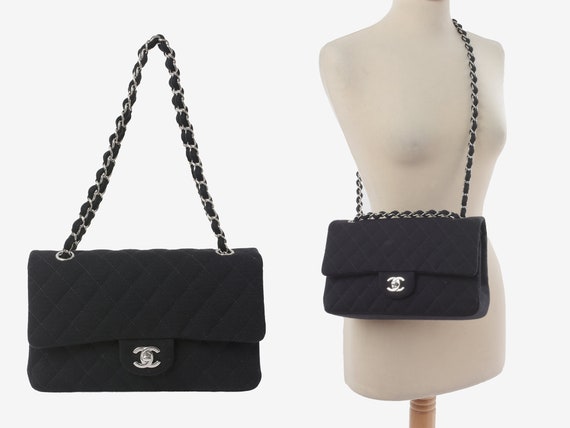 Sac Chanel Timeless Classic en toile matelassee noire Etsy Canada