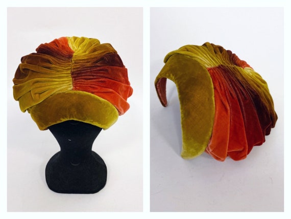 Vintage 1950s shade of autumn colors velvet fascin