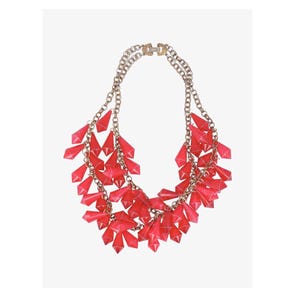 Vintage 1940s red lucite charms double chain necklace