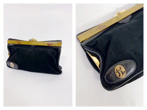 Vintage 1970s 1980s black suede and lucite plastic