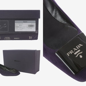 Prada suède schoenen met lage hak
