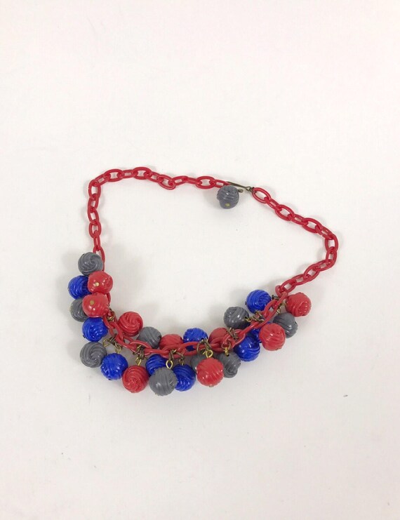 Vintage 1940s beaded balls charms celluloid chain