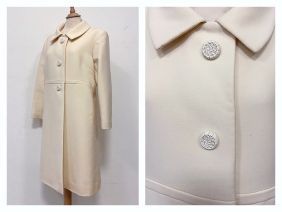 Vintage 1960s cream woolen mod coat - size M