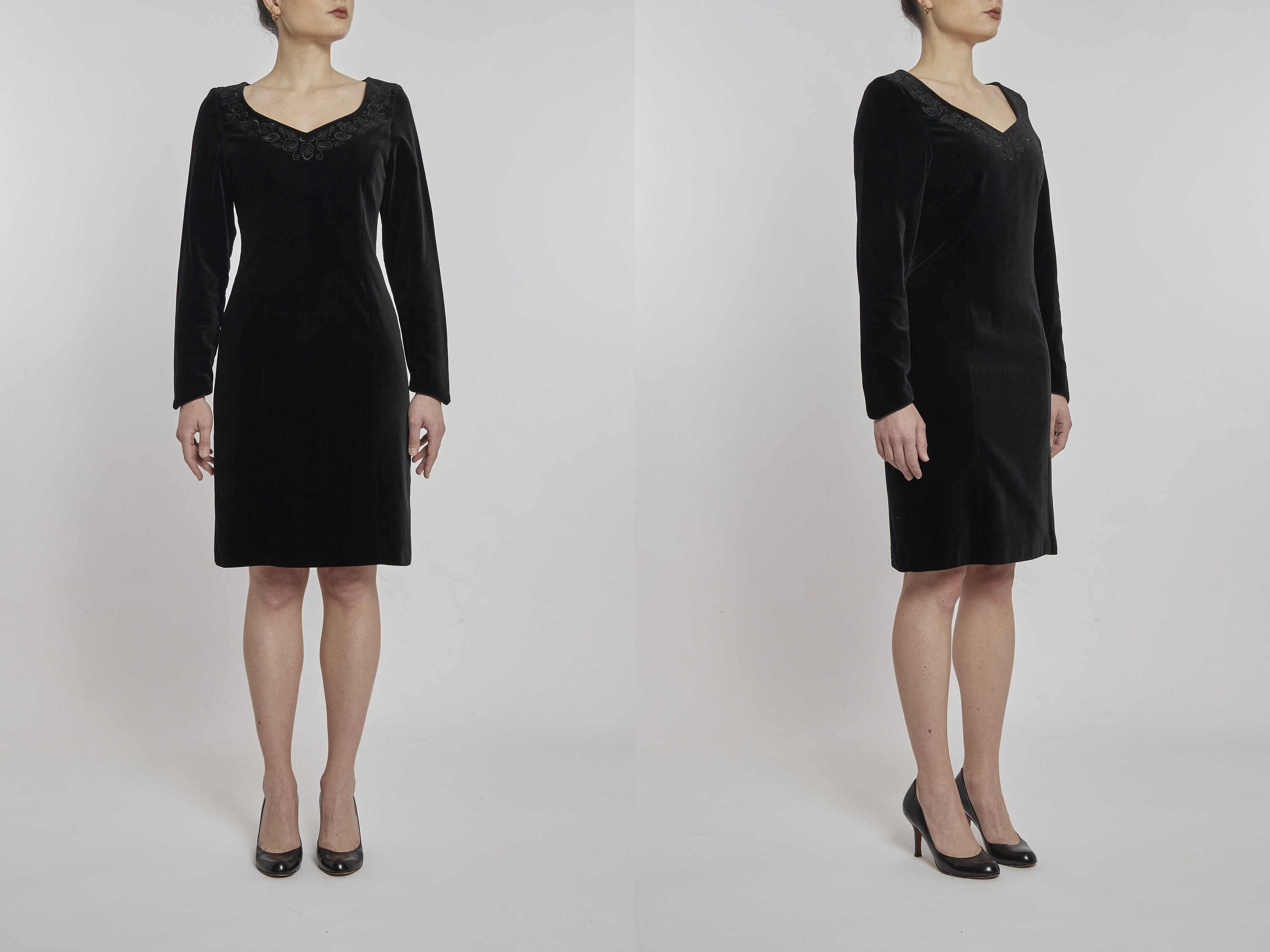 Laura Ashley Black Velvet Dress 80s S 