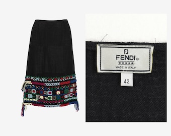 【関税＆送料込み】Fendi 'Go-To' Skirt Authentic Fendi Zucca FF Logo Zip Skirt Mini Size 40 US6 S/M