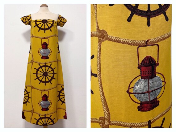 Vintage 1970s novelty print nautical motif summer
