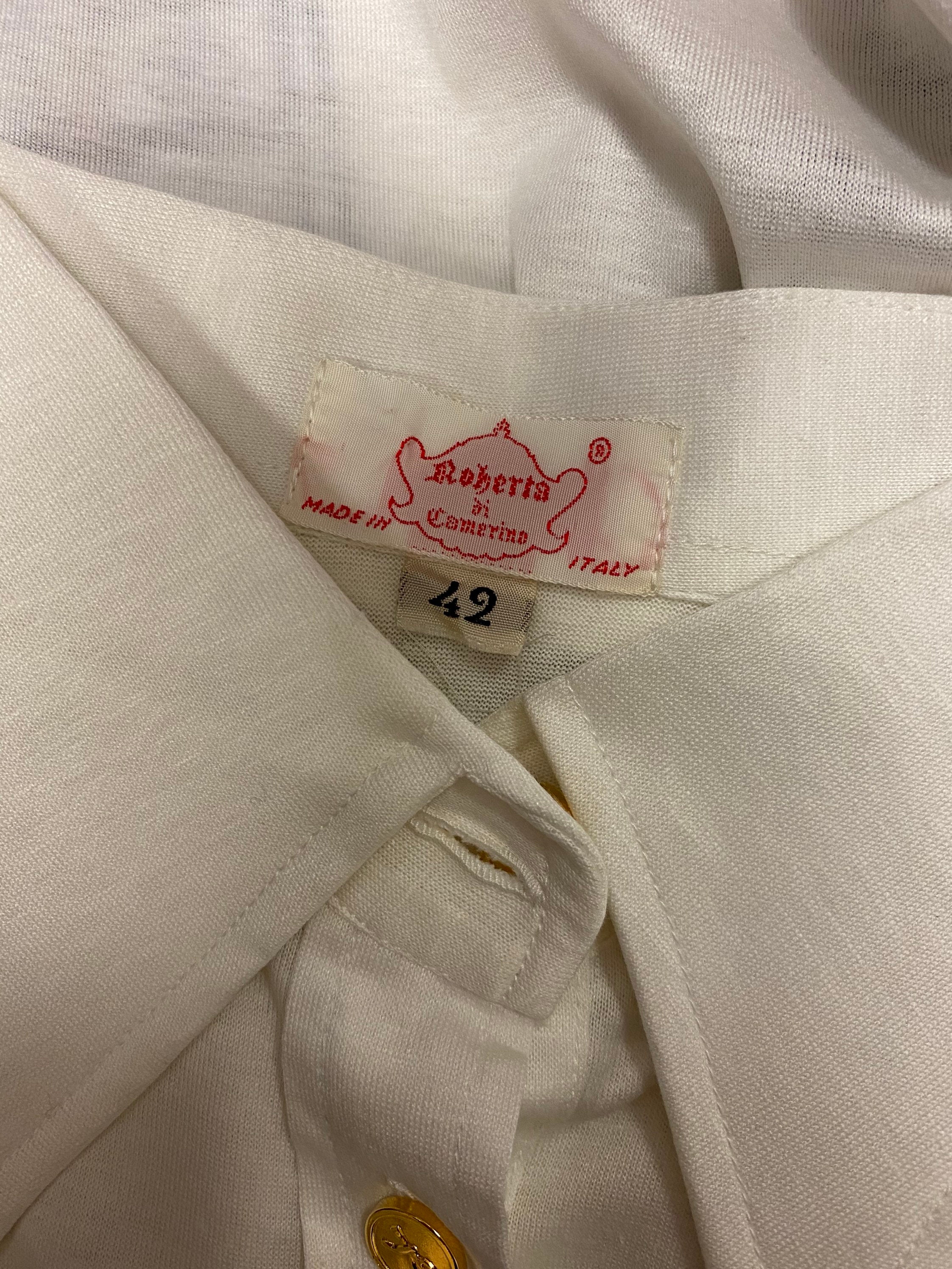 maat S ROBERTA di CAMERINO authentieke vintage jaren '70 wit katoen Trompe l'oeil bedrukt poloshirt Nieuw/Nooit gebruikt Kleding Dameskleding Tops & T-shirts Polos 