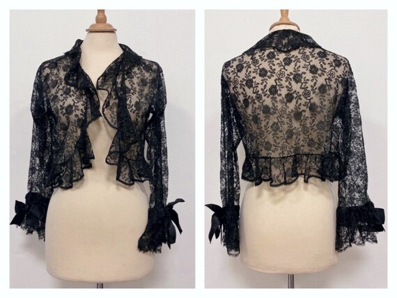 Antique Vintage Victorian 1890s/1900s black lace r