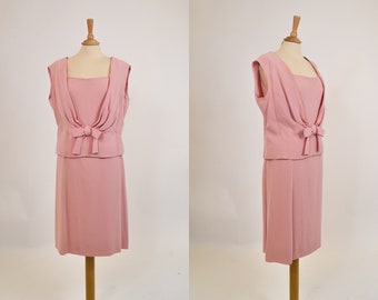Pink cocktail dress with little bow, 60s