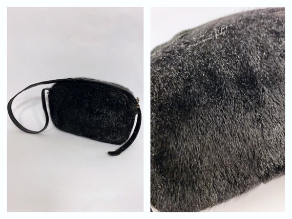 Vintage 1950s 1960s black seal skin mini shoulder