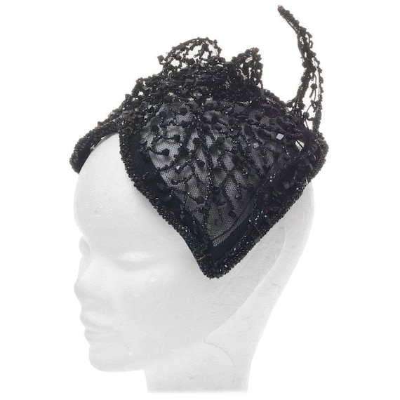 Vintage 1950s rare amazing Italian Couture black "