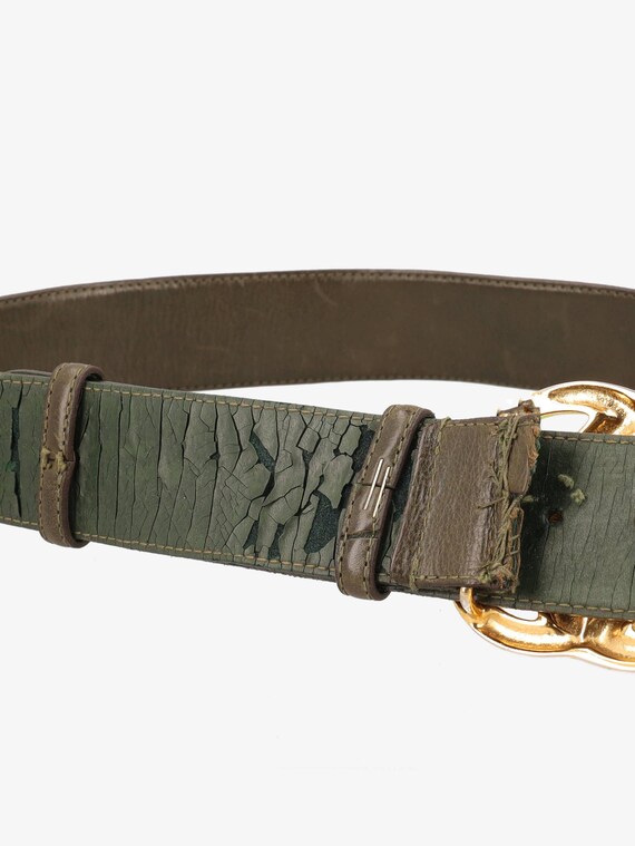 Gucci Vintage Belt, Green with wood buckle Gucci Vintage Buckle Green Belt - Etsy main image 3