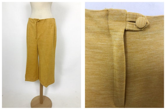 Vintage 1970s mustard yellow gaucho bermuda pants