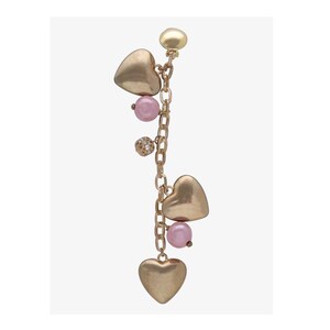 Ugo Correani Gold Tone Hearts Pink Pearl Clip-On Mono Earring 1980s 1990s