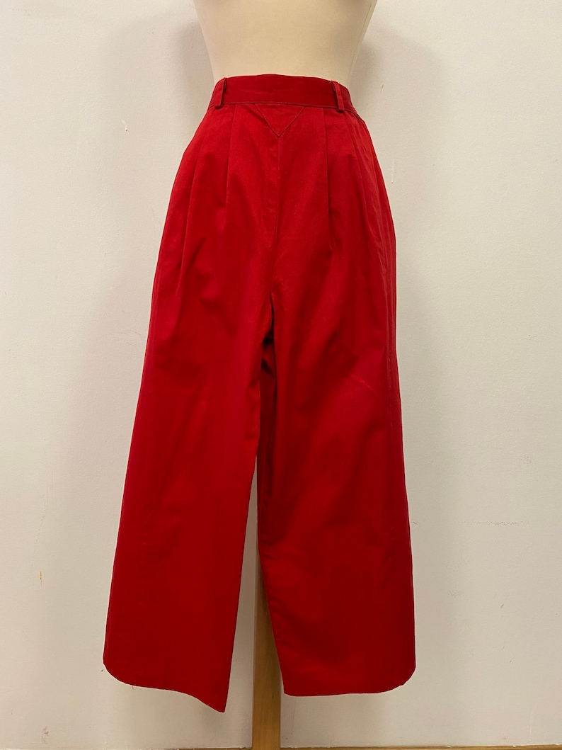 red cotton pants