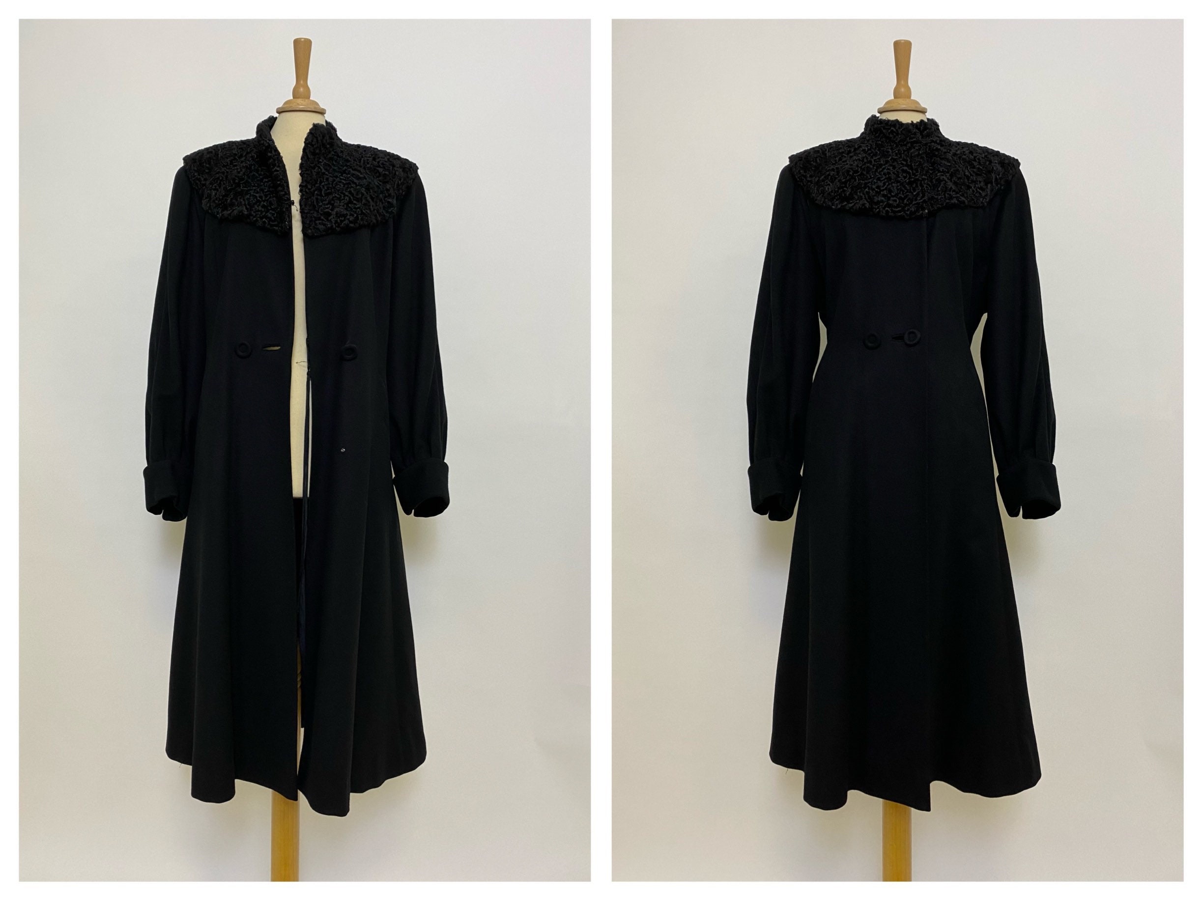 Vintage Amazing 1930s 1940s Black Warm Woolen New Look | Etsy