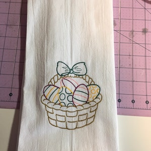 Easter Basket of Eggs Kitchen Towel