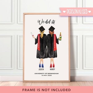 Impression personnalisée de graduation -Idées cadeaux de graduation - Cadeaux personnalisés pour les amis - Nous l’avons fait! - Cadeau pour elle - Cartes de graduation