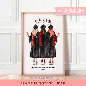 Personalised Graduation Print -Graduation Gift Ideas - Personalised Gifts for Friends - We Did It! - Gift for Her - Graduation Cards Hijab