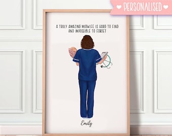 Impresión personalizada de partera: regalo de agradecimiento único (digital o físico)