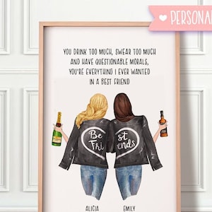 Personalised Best Friend Gift - Gift for Best Friends - Personalised Gifts for Friends - Friendship Quote Prints - Galentine's Gift - BFF