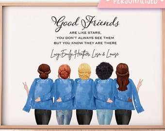 Personalised Friendship Print - Gift for Best Friends - Personalised Gifts for Friends - Friendship Quote Prints - Christmas Gift BFF
