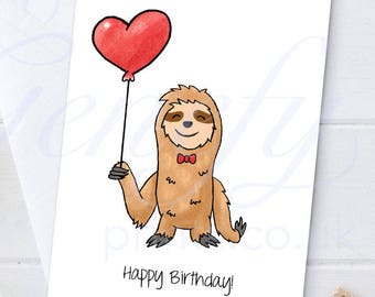 Sloth Birthday Card - Funny Sloth Card -  Sloth Card - Animal Birthday Card - Cute Sloth Birthday Card