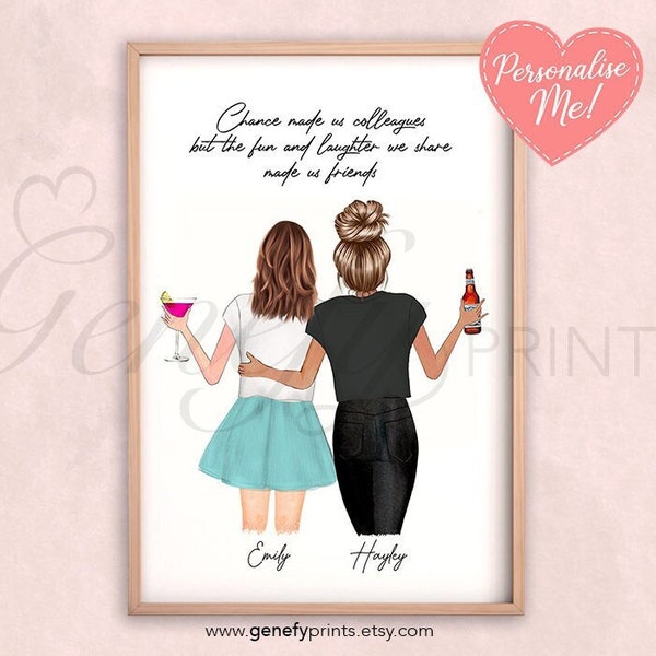 Personalised Friendship Print - Gift for Co-Workers - True Friend Quotes - Colleague Quotes - Gift for Bestie BFF - Farewell Gift Ideas