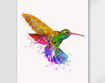 Hummingbird Watercolor Print: Vibrant Bird Art Poster