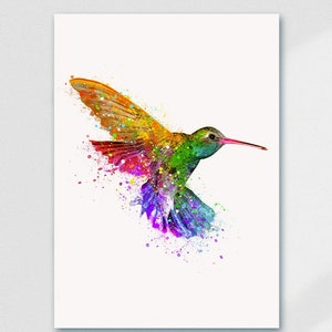 Hummingbird Watercolour Print - Hummingbird Art - Hummingbird Poster - Housewarming Gift - Vibrant Bird Print