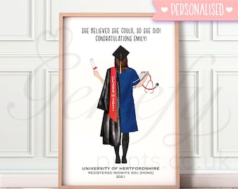 Impresión personalizada de graduación de partera: regalo de enfermera