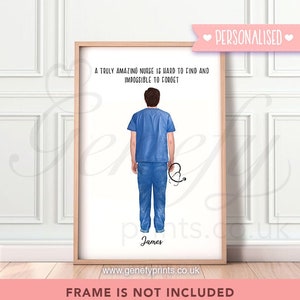 Impression personnalisée d'infirmier - Idée cadeau pour infirmier - Cadeau de remerciement pour infirmière - Cadeau pour le personnel soignant - Cadeau pour le personnel du NHS