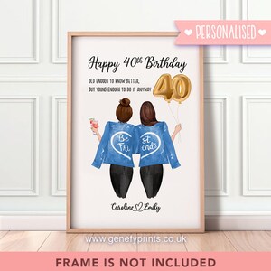 Personalised 40th Birthday Print - 40th Birthday Gift - Personalised Gifts for Friends - Friendship Quote Prints - 40th Birthday Idea BFF