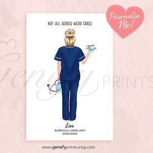Impresión personalizada de enfermería - Idea de regalo de enfermera - Regalo de agradecimiento para enfermera - Regalo para trabajadores de la salud - Regalo para el personal del NHS