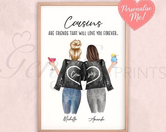 Personalized Cousins Print: Sisters BFF Gift
